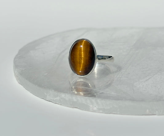 Tiger Eye Ring - Size R 1/2