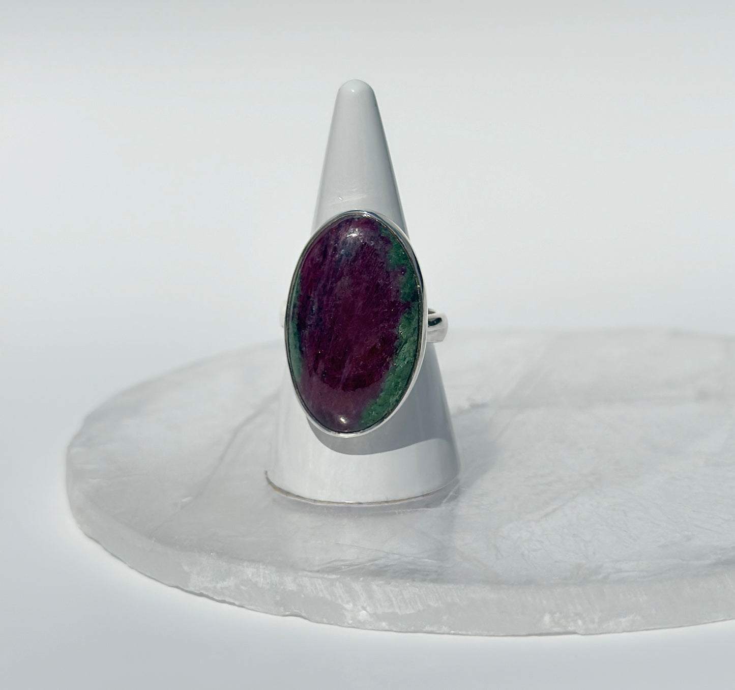 Ruby Zoisite Oval Ring - Adjustable