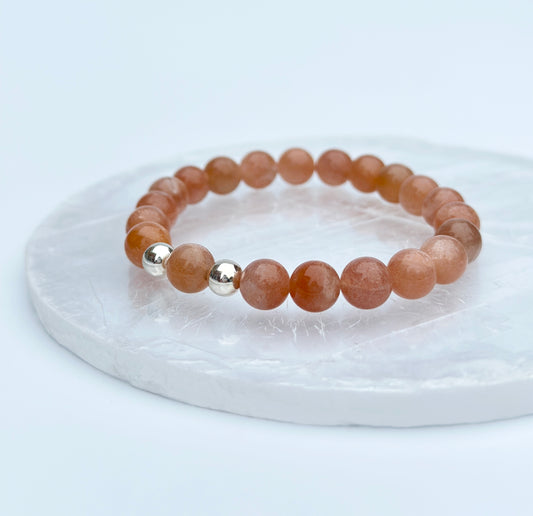 Peach Sunstone Moonstone Bracelet