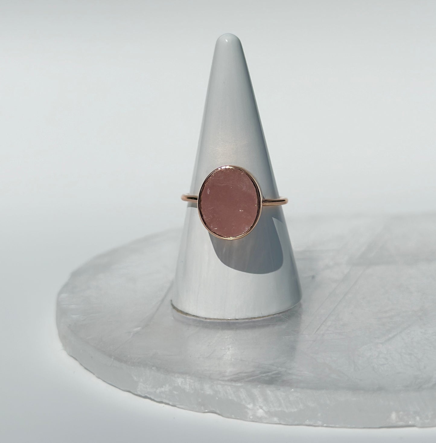 Rose Gold Rose Quartz Chunky Raw Ring - Various Sizes