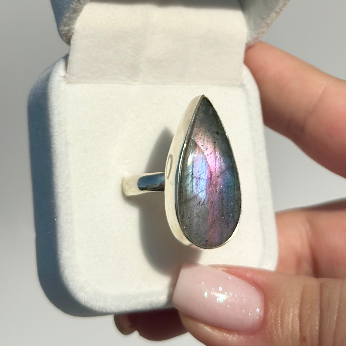 Mermaid Flash Labradorite Ring - Adjustable