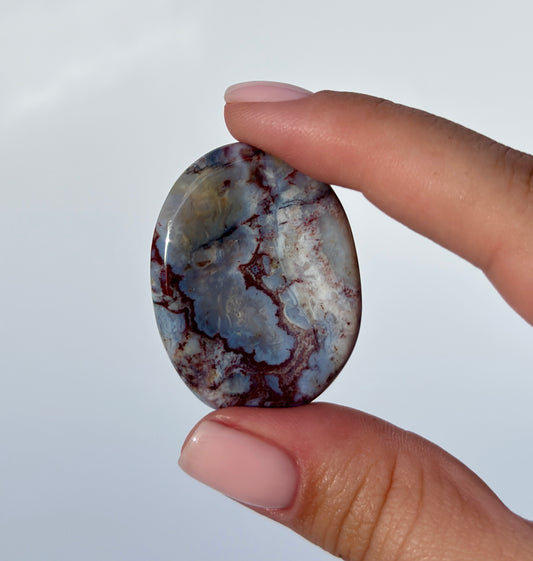 Red Moss Agate Worry Stone