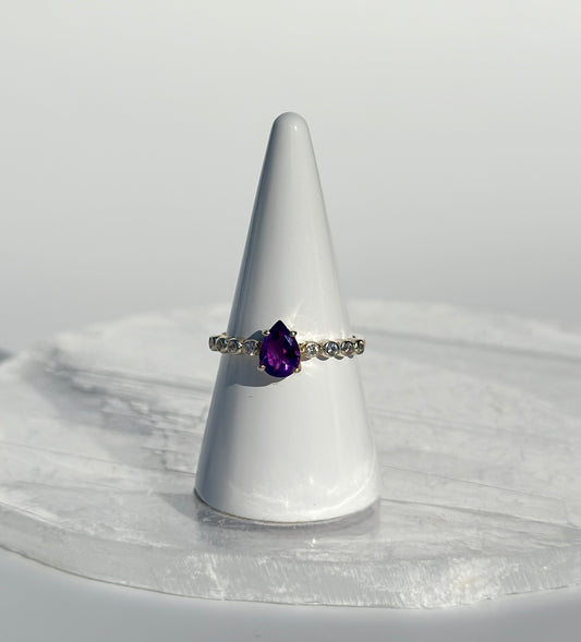 Amethyst & White Topaz Ring - Various Sizes