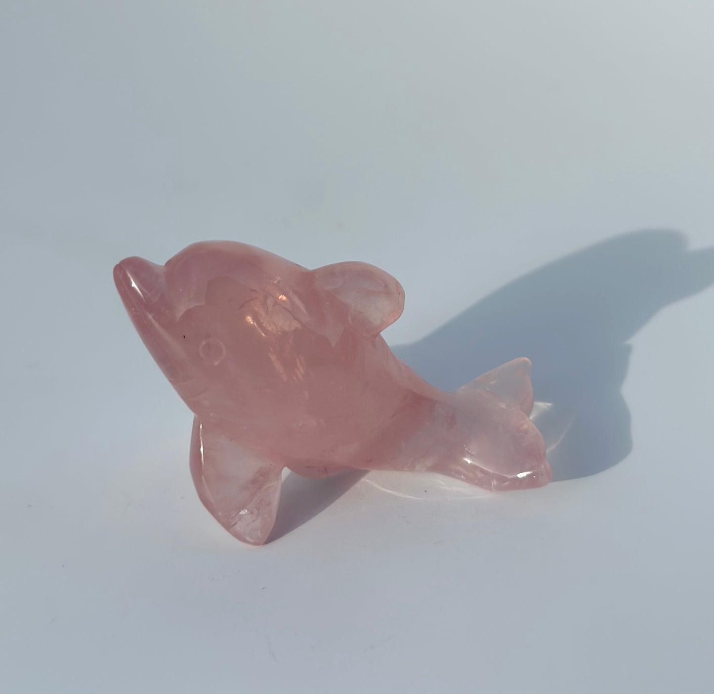 Gemmy Rose Quartz Dolphin