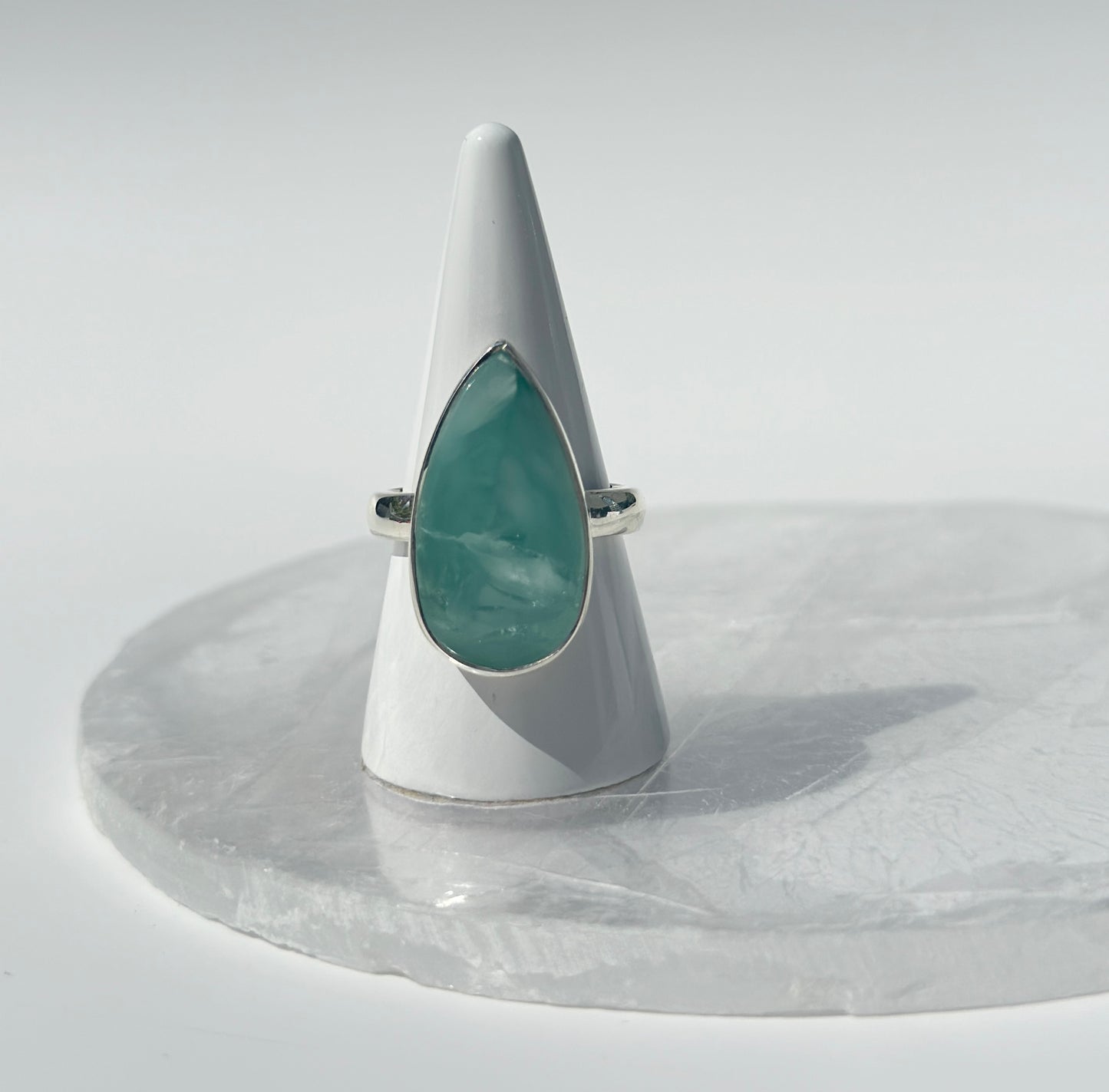 Chatoyant Hemimorphite Ring - Size Q