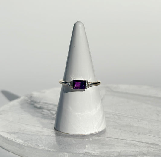 Amethyst & White Topaz Ring - Various Sizes