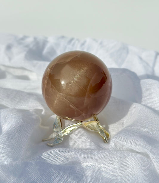 Peach Sunstone Moonstone Sphere