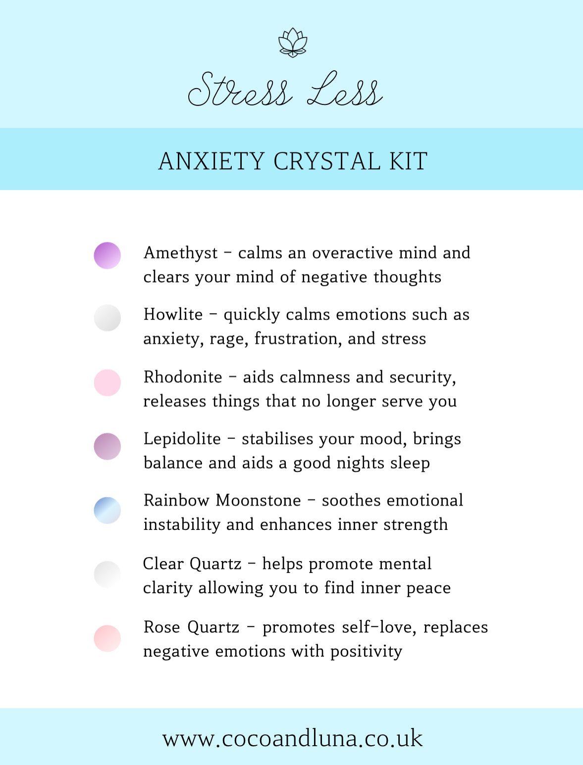 Stress Less - Anxiety crystal kit