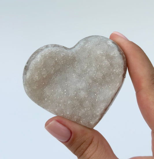 Snowy Druzy Agate Heart