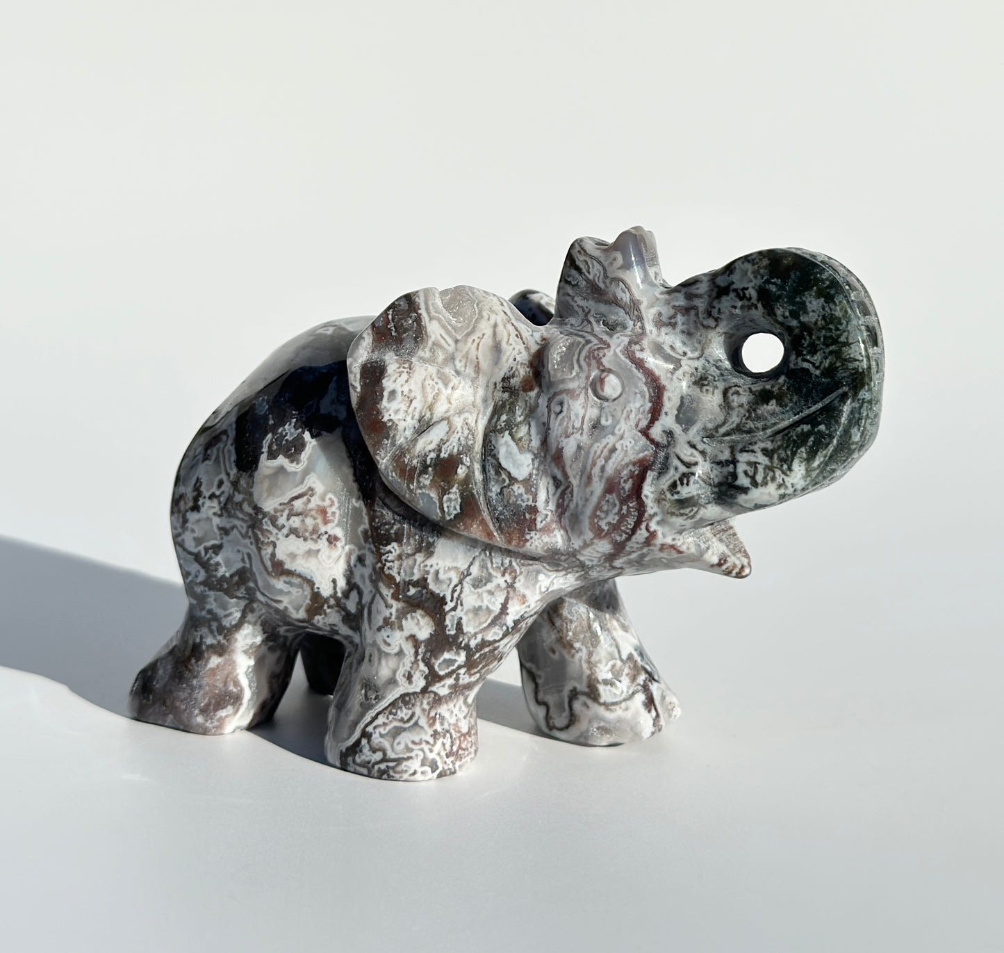 Druzy Moss Agate Elephant