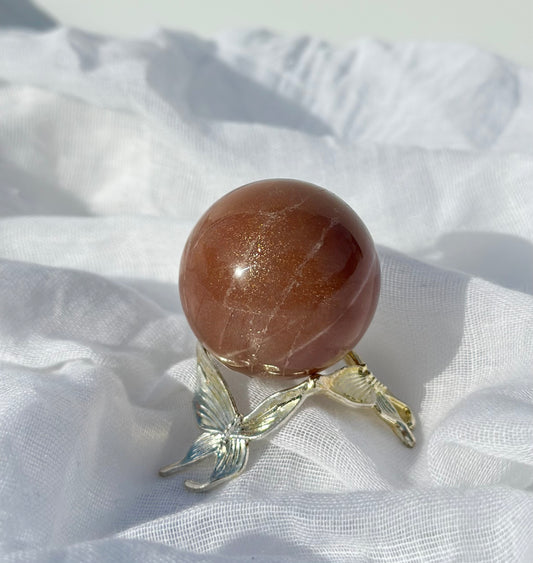 Peach Sunstone Moonstone Sphere