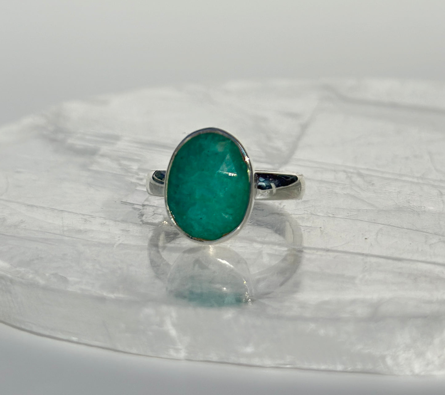 Rosecut Amazonite Ring - Size O