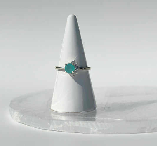 Aqua Chalcedony & White Topaz Ring - Various Sizes