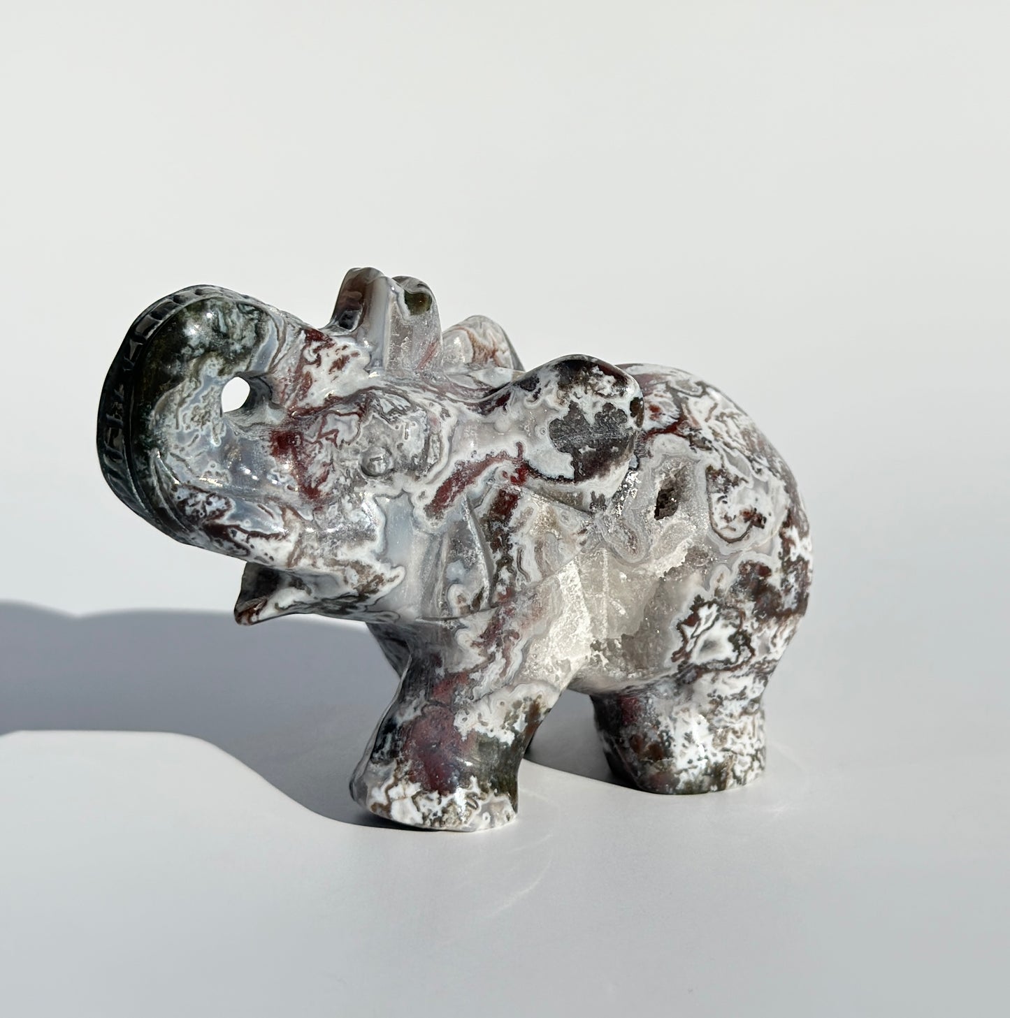 Druzy Moss Agate Elephant