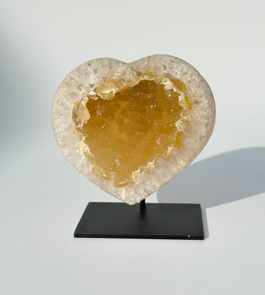 Golden Druzy Agate Heart