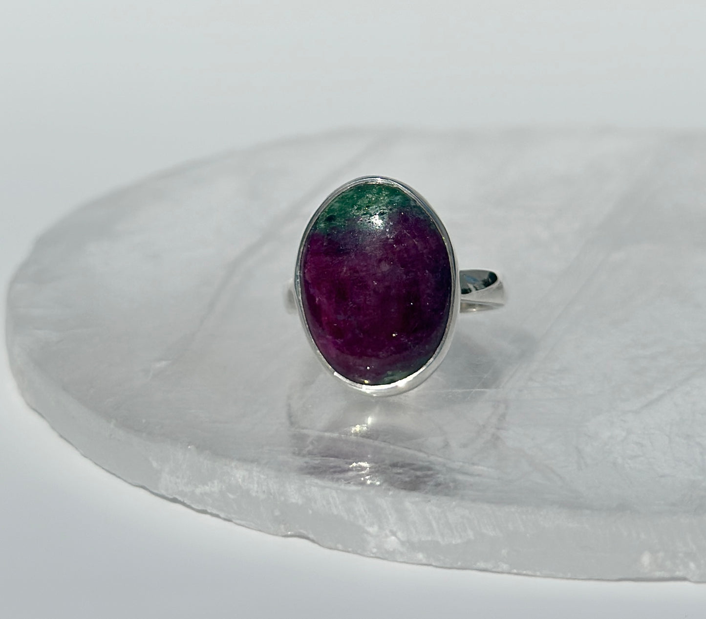 Ruby Zoisite Oval Ring - Adjustable