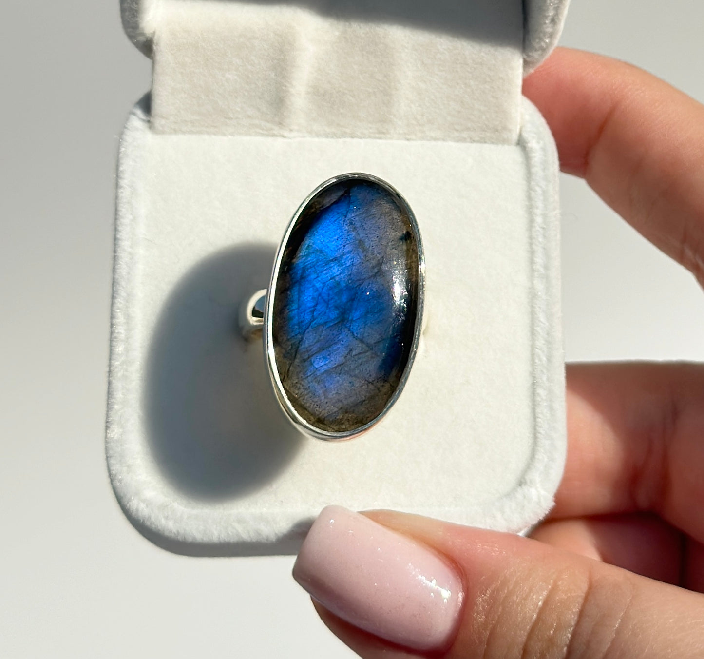 Blue Flash Labradorite Ring - Adjustable