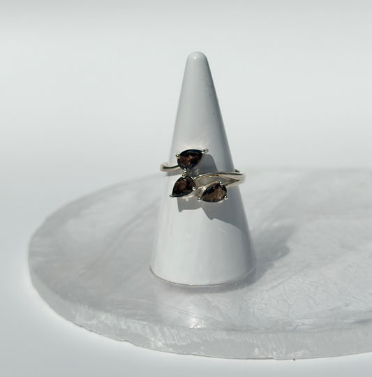 Smoky Quartz Leaf Ring - Various Sizes