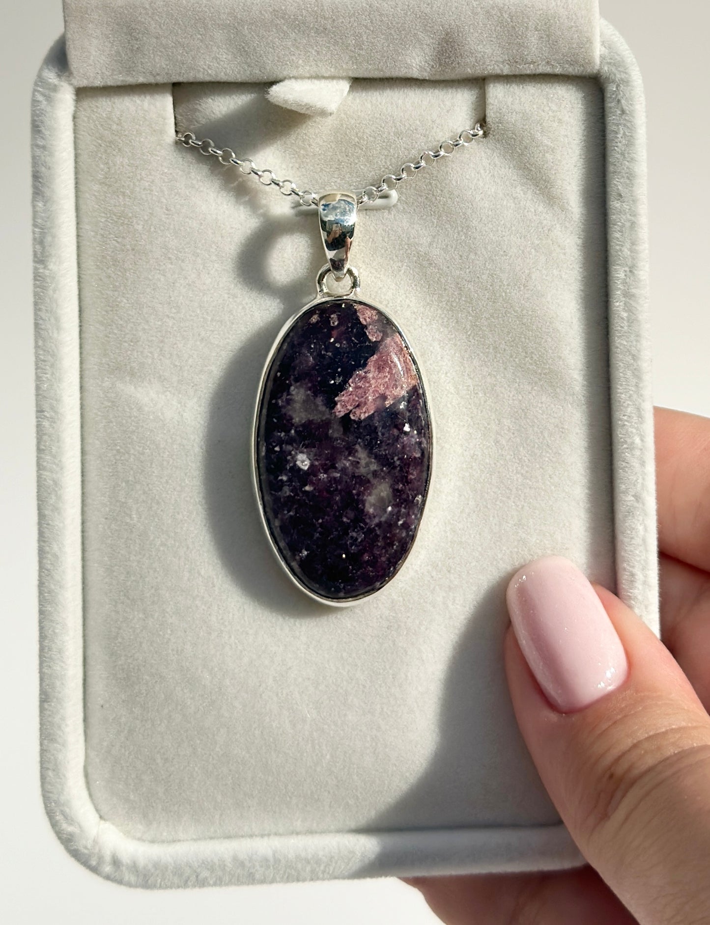 Lepidolite with Pink Tourmaline Pendant