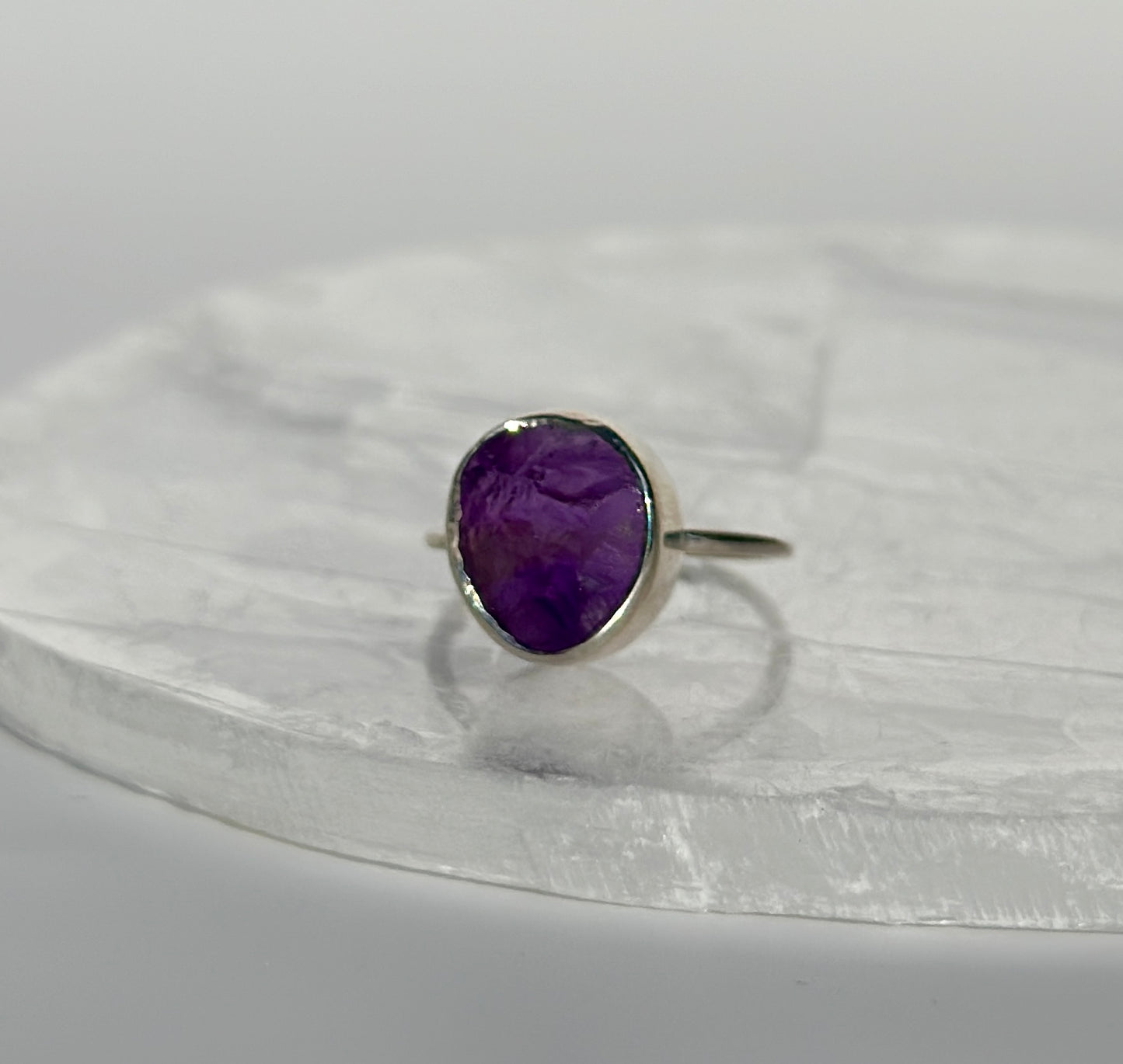 Chunky Raw Amethyst Ring - Various Sizes