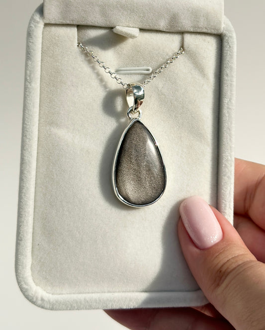 Silver Sheen Obsidian Pendant