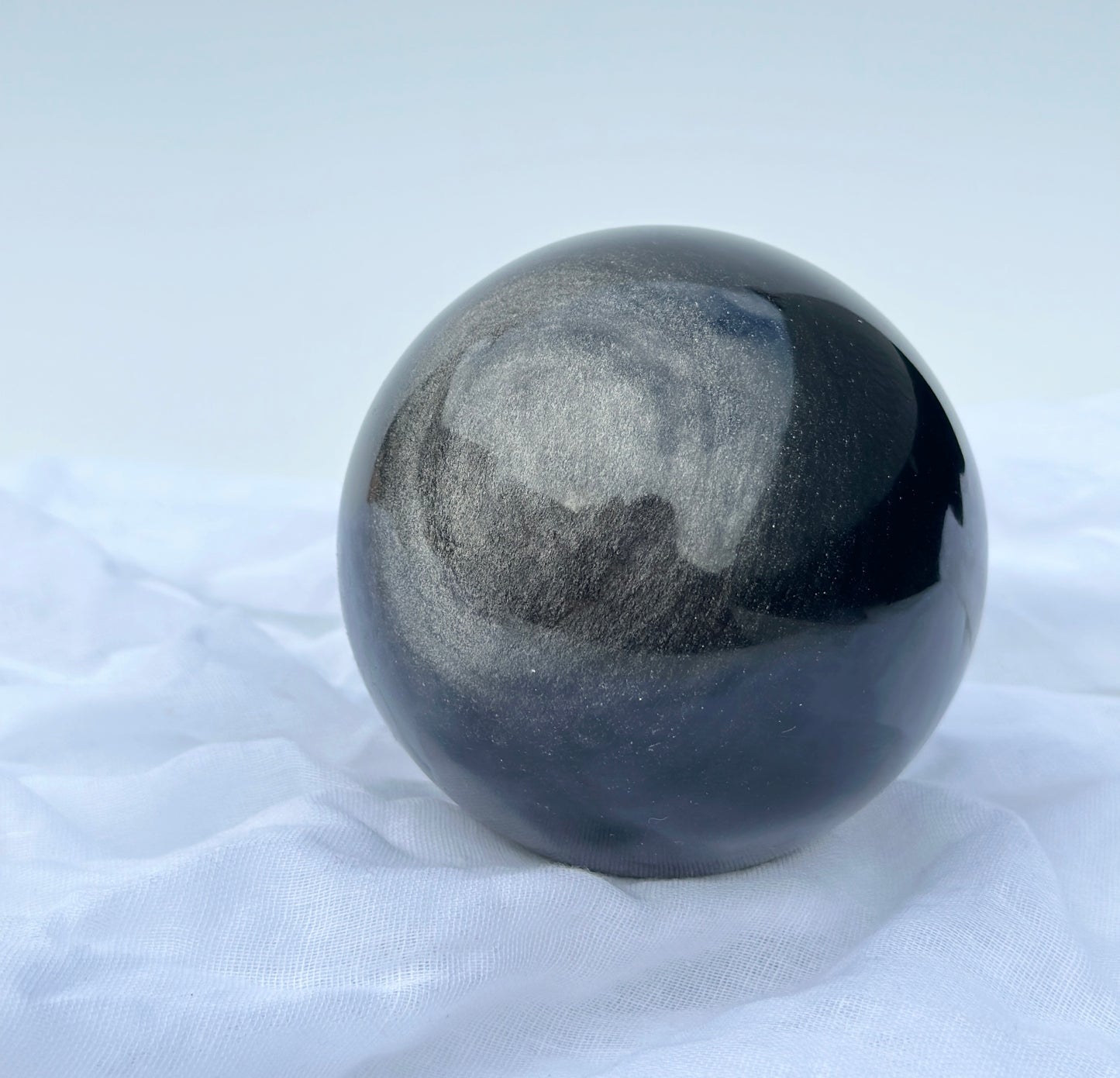 XL Silver Sheen Obsidian Sphere