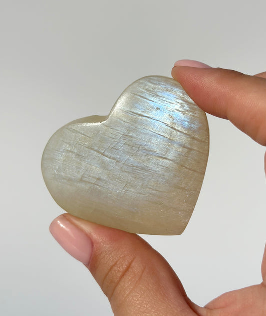 White Moonstone Heart