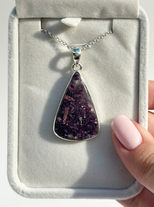 Lepidolite with Pink Tourmaline Pendant