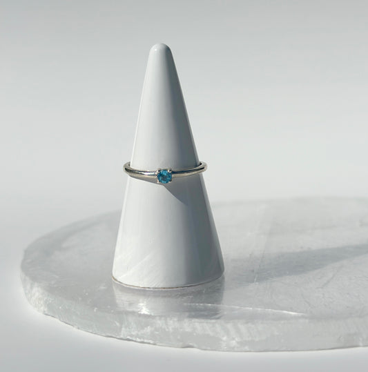 Swiss Blue Topaz Mini Round Ring - Size J 1/2