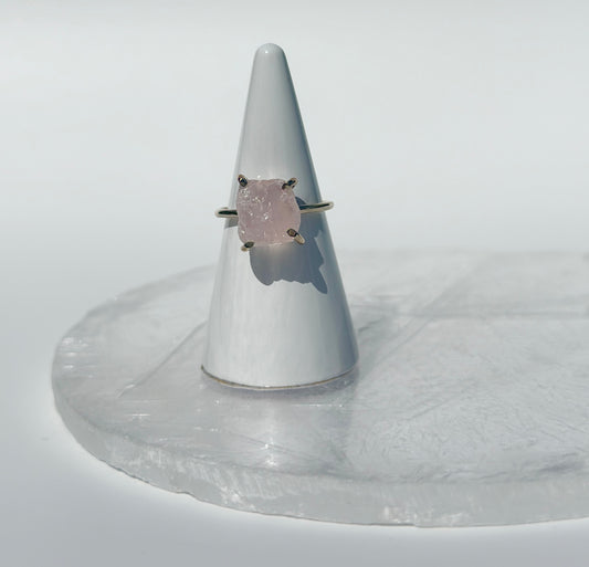 Rose Quartz Raw Ring - Various Sizes