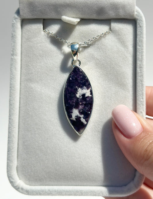 Lepidolite with Quartz Pendant