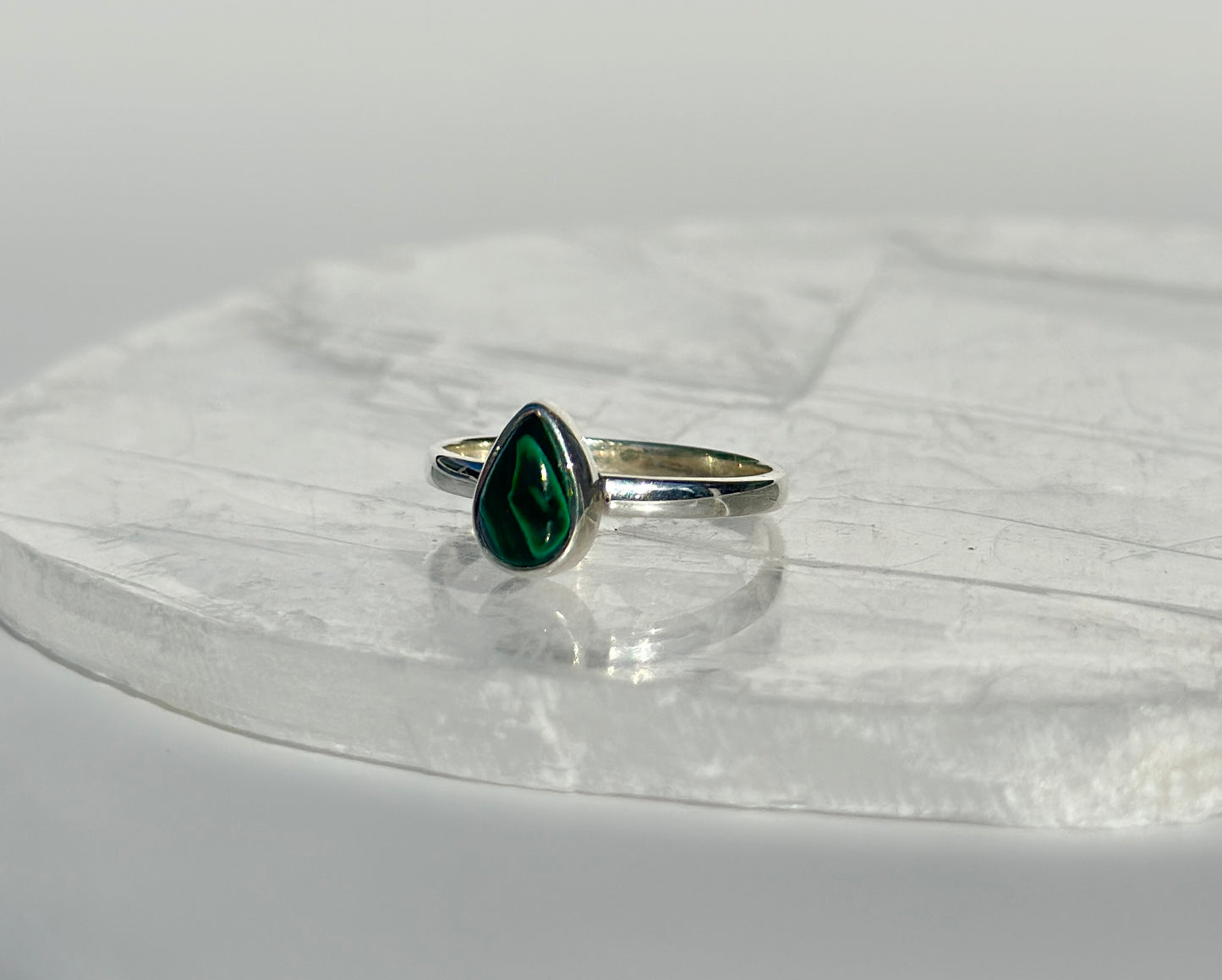 Pear Malachite Ring - Various Sizes