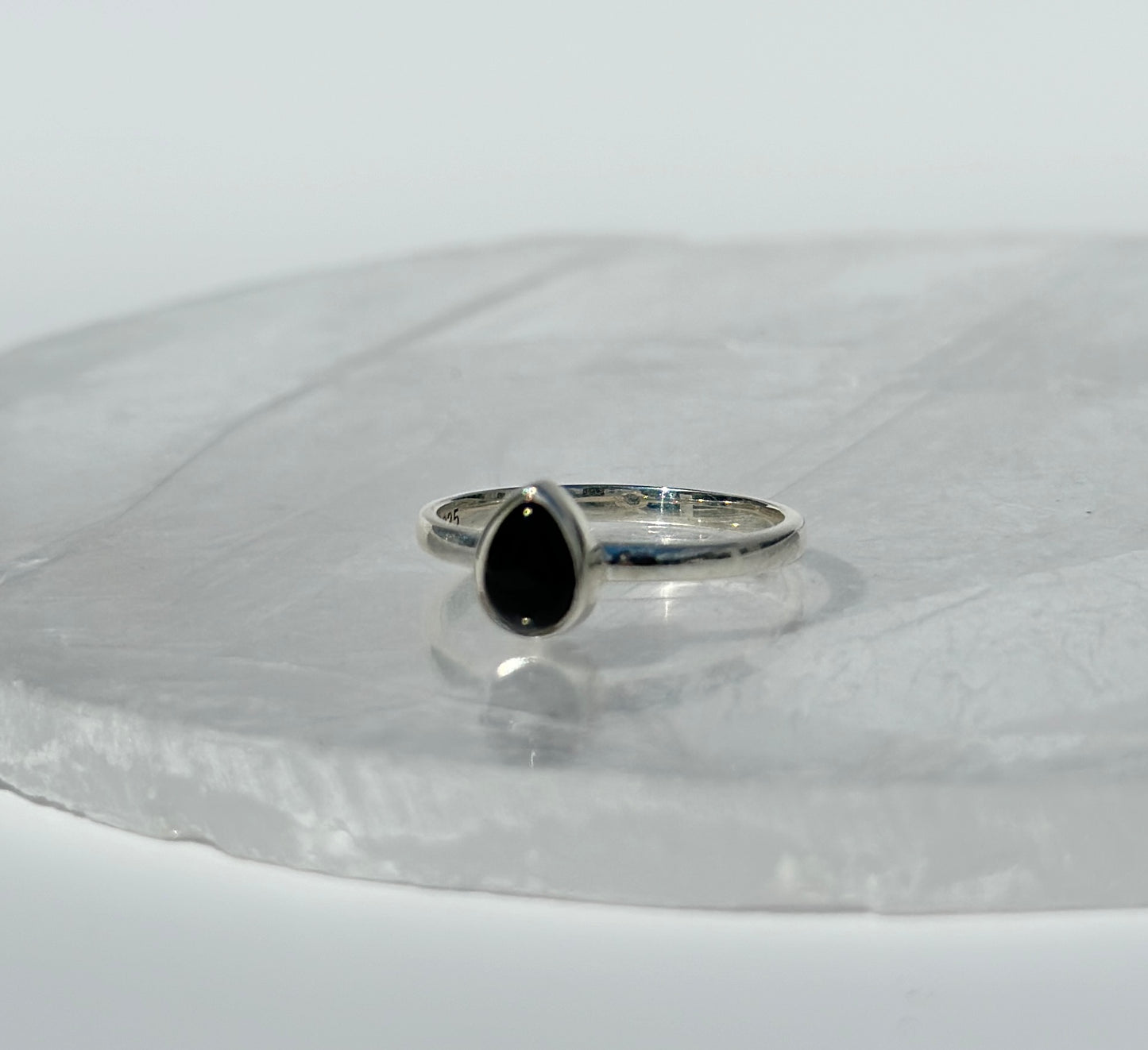 Black Onyx Pear Ring - Various Sizes