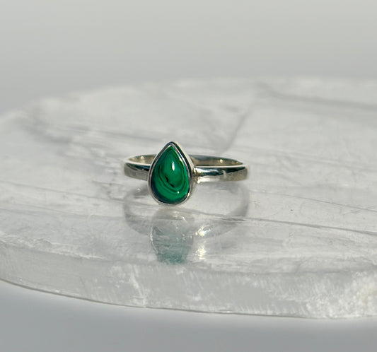 Pear Malachite Ring - Various Sizes