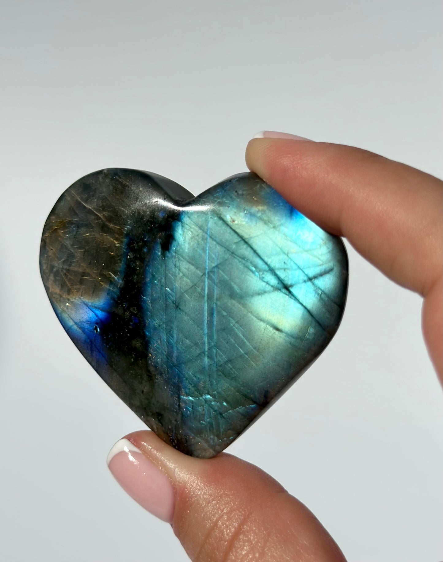 Blue & Golden Flash Labradorite Heart