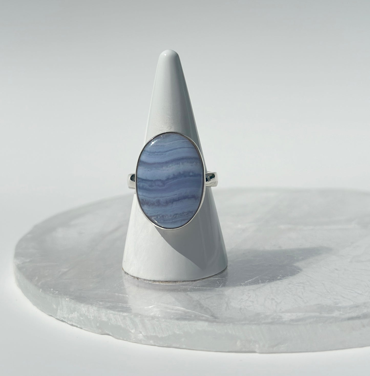 AA Grade Blue Lace Agate Ring - Adjustable