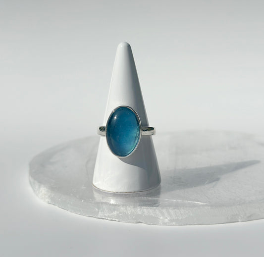 Aquamarine Oval Ring - Size Q