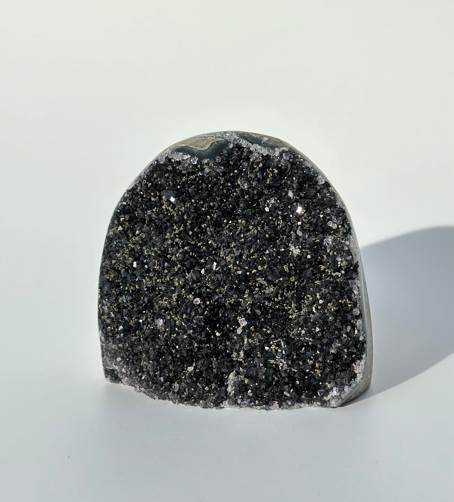 Rare Black Galaxy Amethyst Cut Base