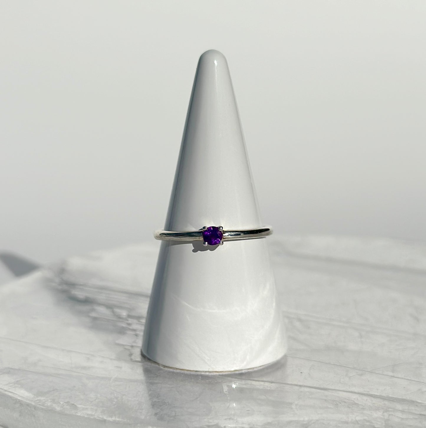 Mini Round Amethyst Ring - Various Sizes