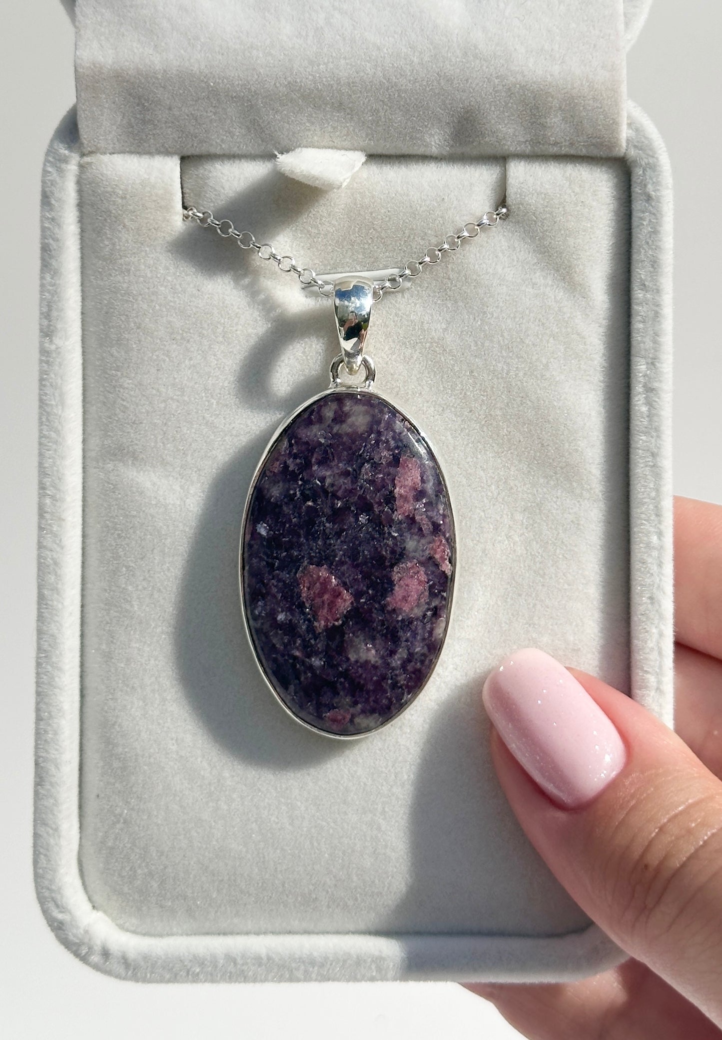 Lepidolite with Pink Tourmaline Pendant