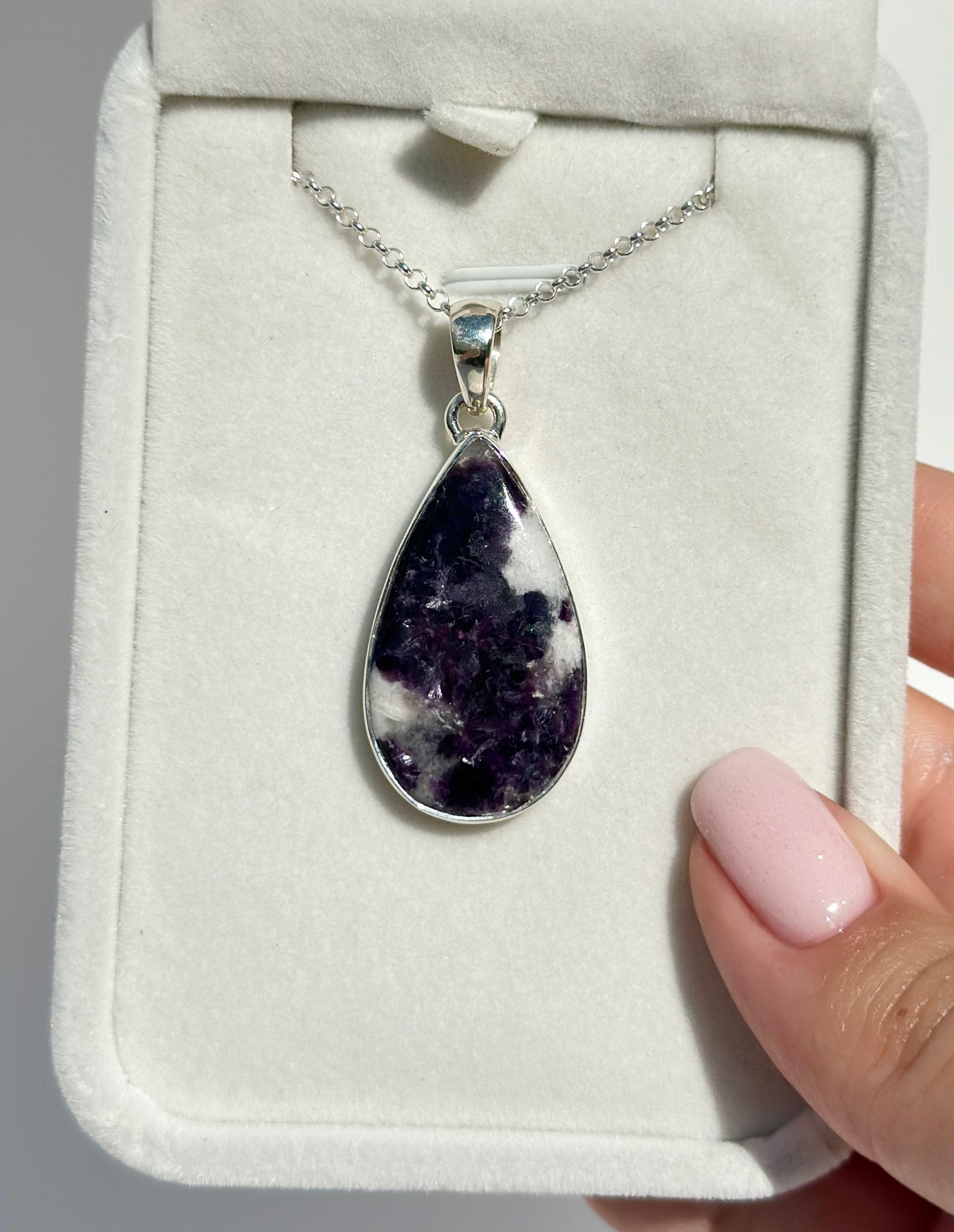 Lepidolite with Quartz Pendant