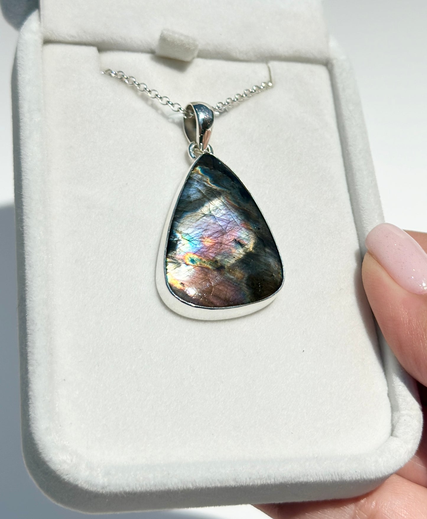 Silver Flash Labradorite Pendant