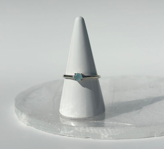 Aquamarine Mini Round Ring - Size P