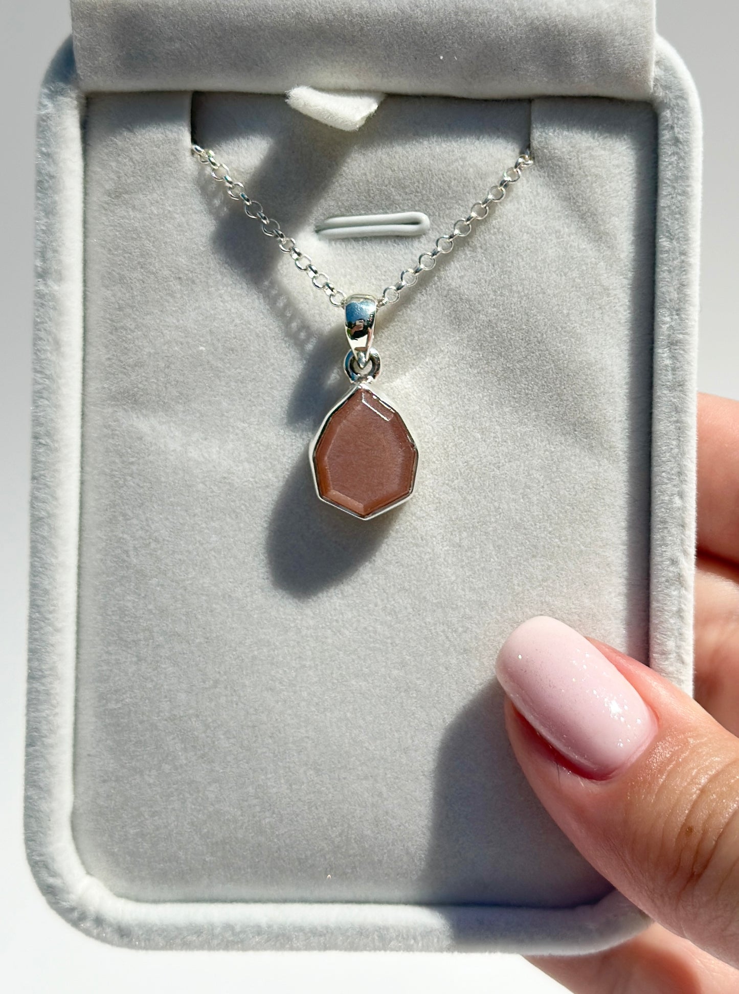 Peach Sunstone Moonstone Pendant