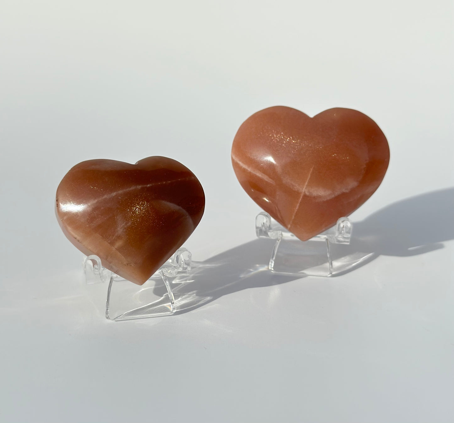 Peach Sunstone Moonstone Heart