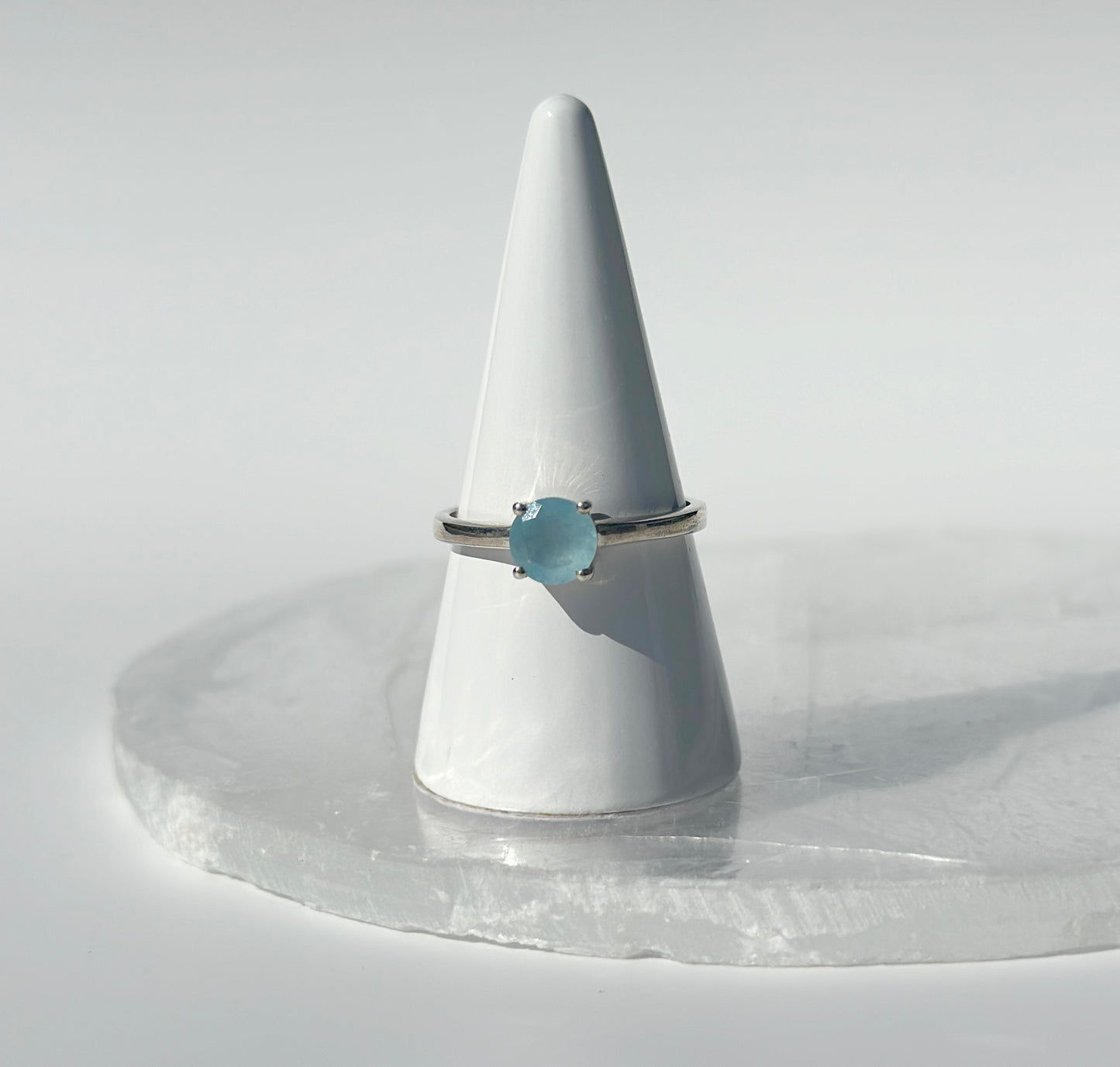 Aquamarine Round Ring - Size P